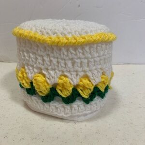 Toilet Paper Tissue Cover New Yellow Tulip Flowers with Green Leaves